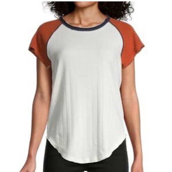 FREE PEOPLE WE THE FREE BLOCK IT BABY TEE White Size Large - Picture 1 of 8